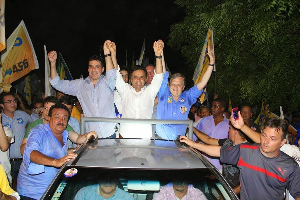 Agenor, Aécio e Tasso durante visita rápida por Iguatu